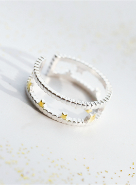 日韩清新s925纯银星光可爱戒指