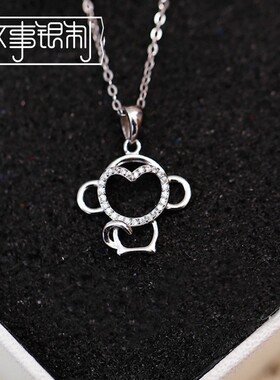 韩版s925纯银项链简约女小猴子