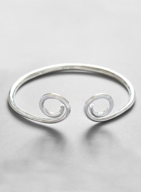 原创简约设计S925纯银孙悟空紧箍咒手工开口手镯手环男女百搭镯子