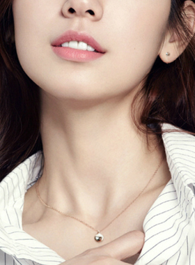 韩版925纯银简约百搭小金豆项链