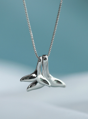 简约清新气质S925纯银项链女美人鱼尾吊坠百搭短款锁骨链海洋饰品