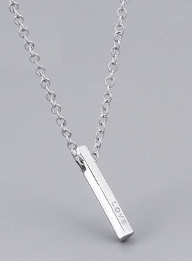 LOVE冷淡气质s925一字款竖条项链