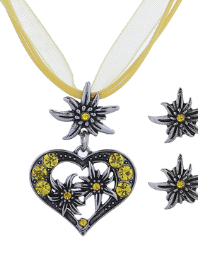 复古波西米亚爱心水钻项链耳环