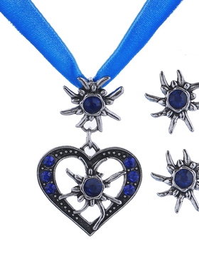 高档爱心雪绒花水钻项链耳环套装