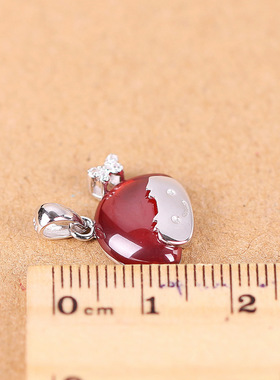 纯银微镶钻通透石榴石项链吊坠