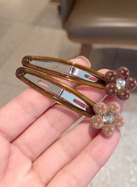 植绒小熊BB夹女波点花朵镶钻发夹