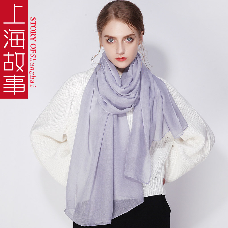 上海故事本命年红色棉麻冬款丝巾 桑蝶服饰围巾/丝巾/披肩