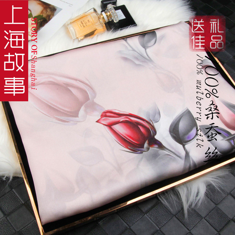 上海故事高档女春秋冬款洋气丝巾 桑蝶服饰围巾/丝巾/披肩