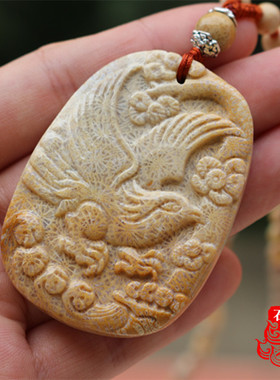 天然雄鹰大鹏展翅毛衣链玉石吊坠