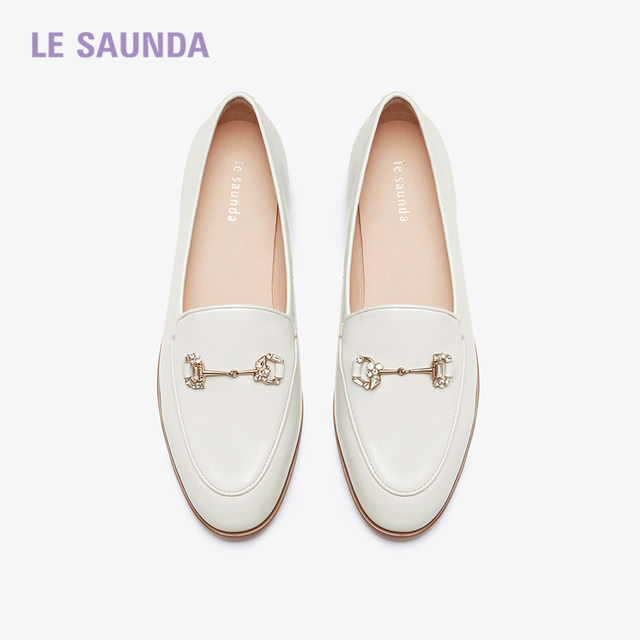 Laersdan fashionable diamond buckle low heel loafers for women