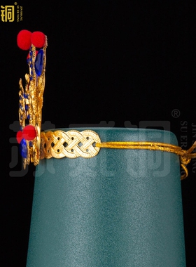 蓝宝绒球冠哪吒三太子神像头饰