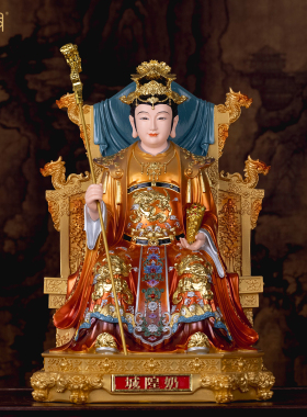 中式城隍爷城隍奶树脂摆件保平按