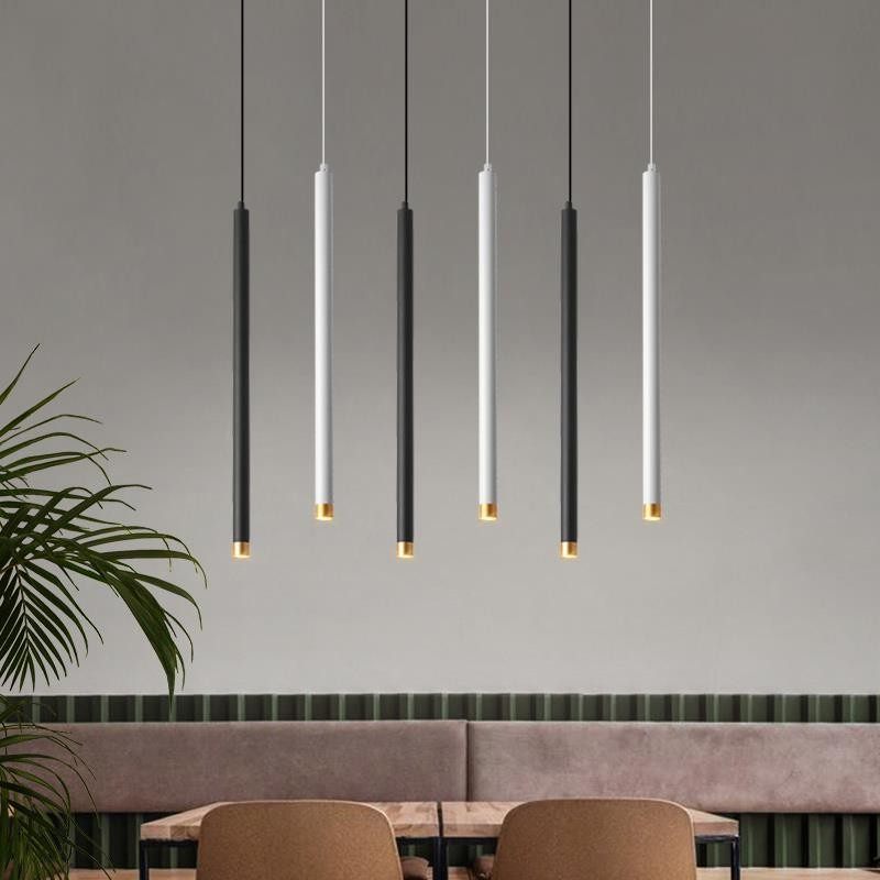 led吧台吊灯创意个性艺术圆柱形长筒简约餐厅装饰前台金色小吊灯_虎窝淘