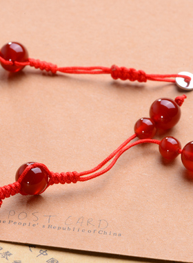 东陵玉腰带手链韩版本命年红绳