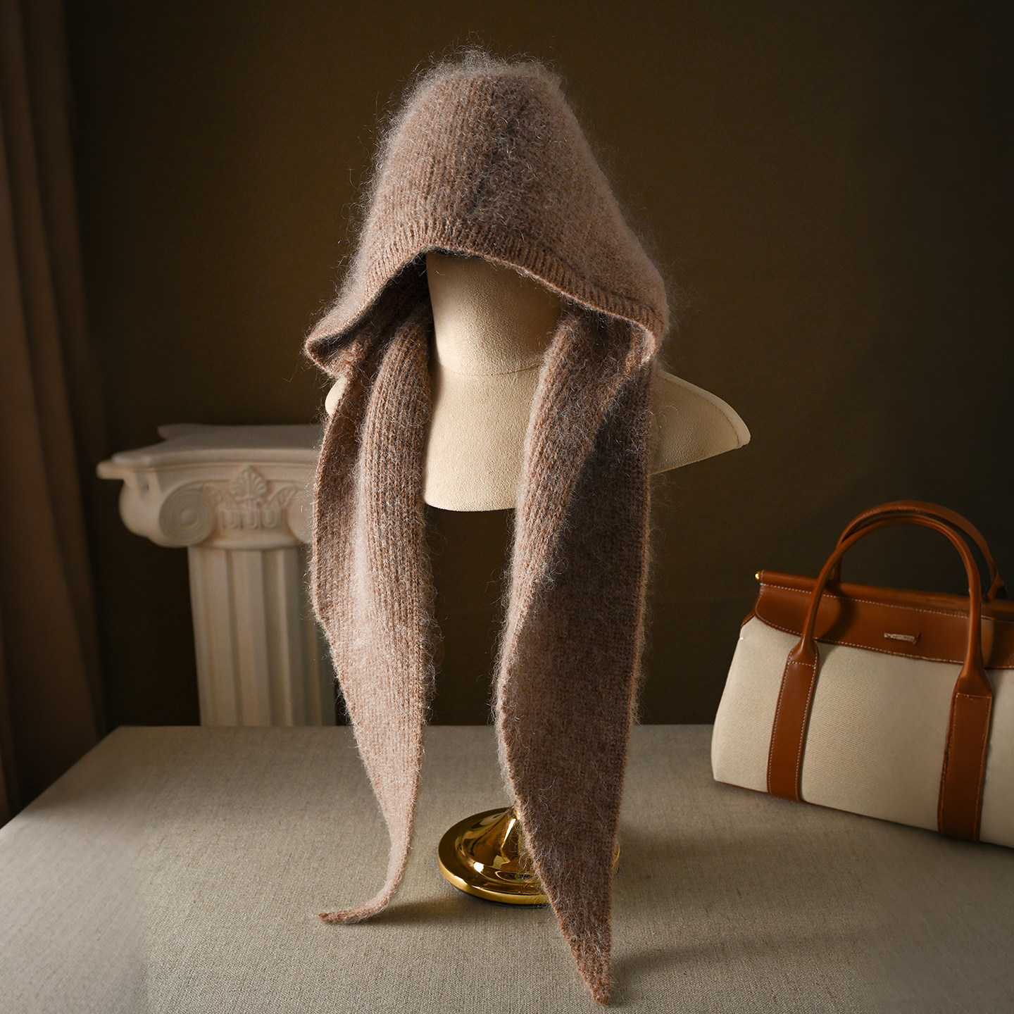 纯羊毛围巾女秋冬季羊绒三角巾小围脖带帽子一体披肩连帽护颈冬天,淘宝优惠券,粉丝福利购,淘宝优惠卷