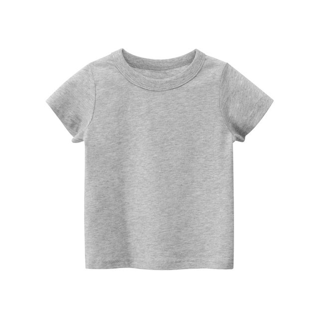 童装夏季2024儿童短袖男童女童T恤纯色无图案宝宝纯棉上衣外贸薄