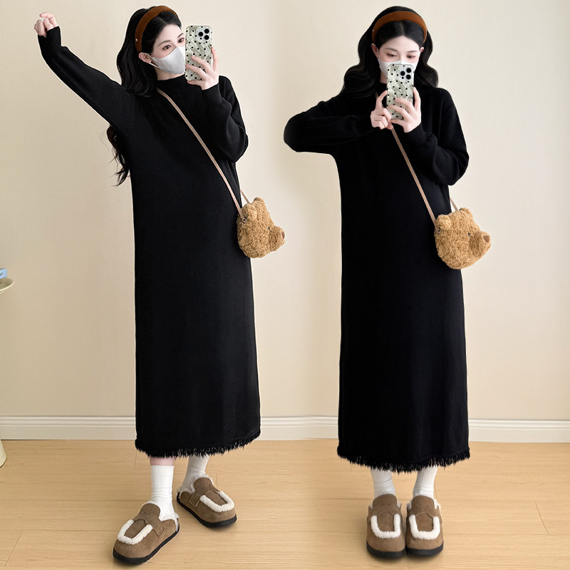 秋冬季新款哺乳连衣裙外出潮妈产后高端孕妇装流苏针织喂奶连衣裙,淘宝优惠券,粉丝福利购,淘宝优惠卷