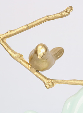 新中式古典禅意假山鸟摆件客厅博古架样板书房间家居软装饰工艺品