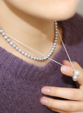 雾感珍珠叠戴项链女 双条搭子款可单戴 通勤松弛感锁骨链
