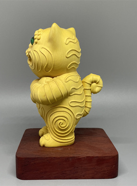 金虎将军黄杨木实木摆件工艺品