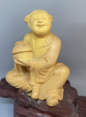人物摆件二仙黄杨木木雕工艺品