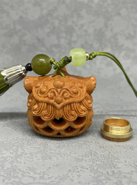 中式圆雕香囊挂件醒狮工艺品车挂