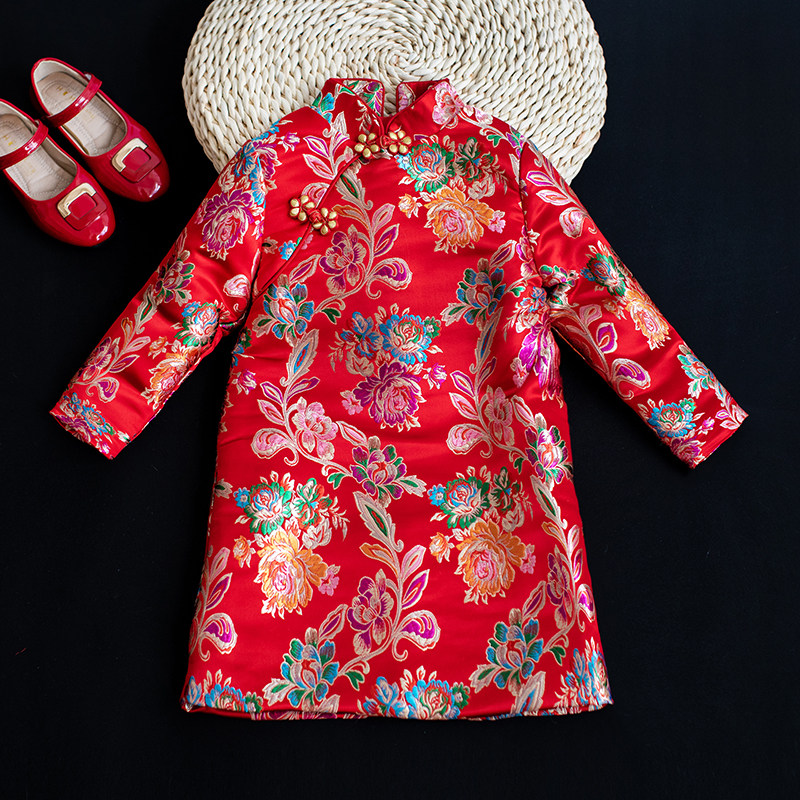 晨舞 秋冬女童旗长袖旗袍儿童改良连衣裙宝宝周岁中国风民族服装,淘宝优惠券,粉丝福利购,淘宝优惠卷