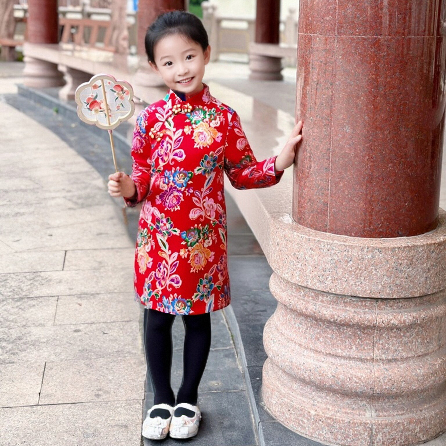 晨舞 秋冬女童旗长袖旗袍儿童改良连衣裙宝宝周岁中国风民族服装,淘宝优惠券,粉丝福利购,淘宝优惠卷