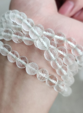 新高端天然白陨石108颗新疆白玻璃陨石原石手链男女款佛珠手串8mm