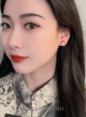 秋冬喜庆花旦耳环无痛感