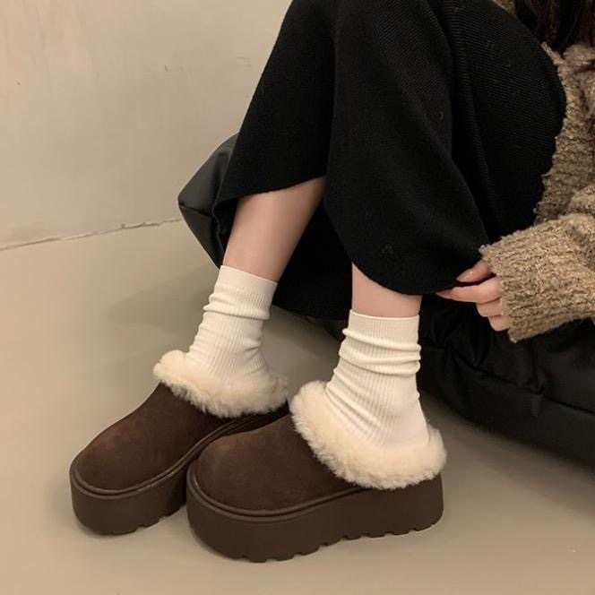 撤柜款特价清厚底加绒毛毛勃肯鞋女包头半拖外穿小个子雪地棉拖鞋,淘宝优惠券,粉丝福利购,淘宝优惠卷