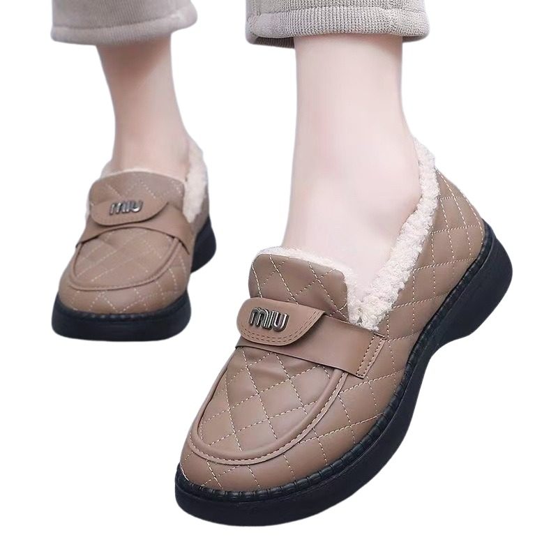 撤柜清仓厚底乐福鞋女冬季加绒加厚保暖豆豆鞋中年妈妈棉鞋毛毛鞋,淘宝优惠券,粉丝福利购,淘宝优惠卷