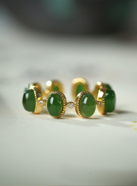 天然碧玉戒指新中式国风