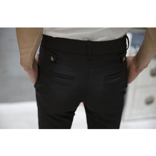 Casual pants for men 2025 summer new Korean style small feet pants simple solid color slim trousers stretch trousers men's fashion