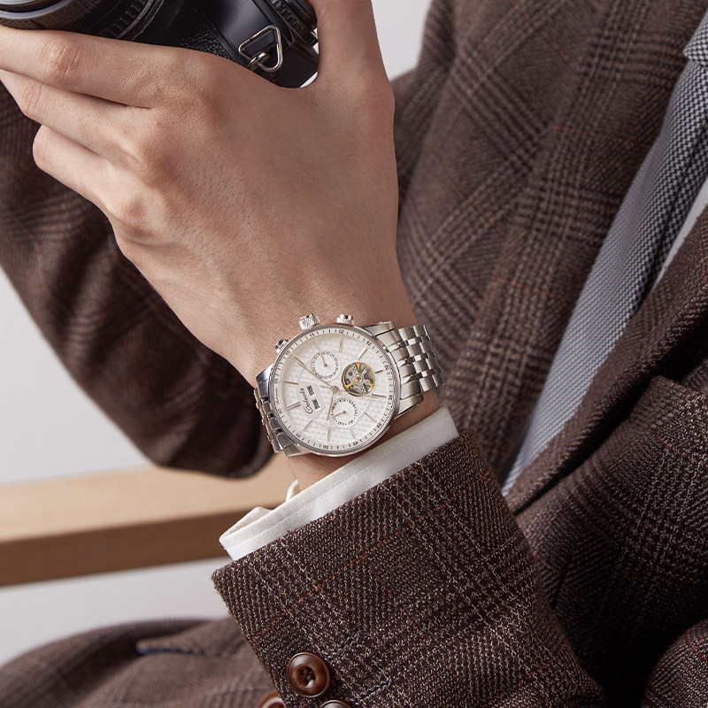 卡罗莱2021新款时尚官方飞轮机械表 卡罗莱乔邦国产腕表