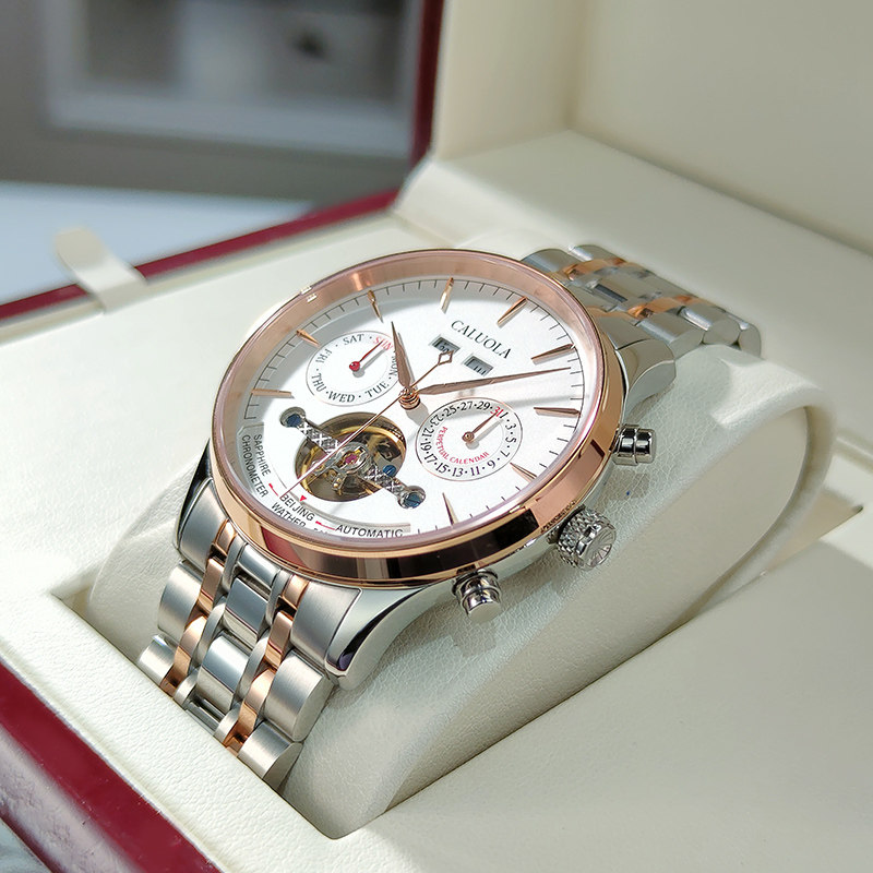 卡罗莱男士时尚十大镂空防水机械表 卡罗莱乔邦国产腕表