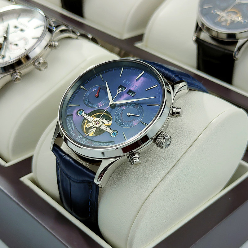 卡罗莱十大男全自动防水镂空机械表 卡罗莱乔邦国产腕表