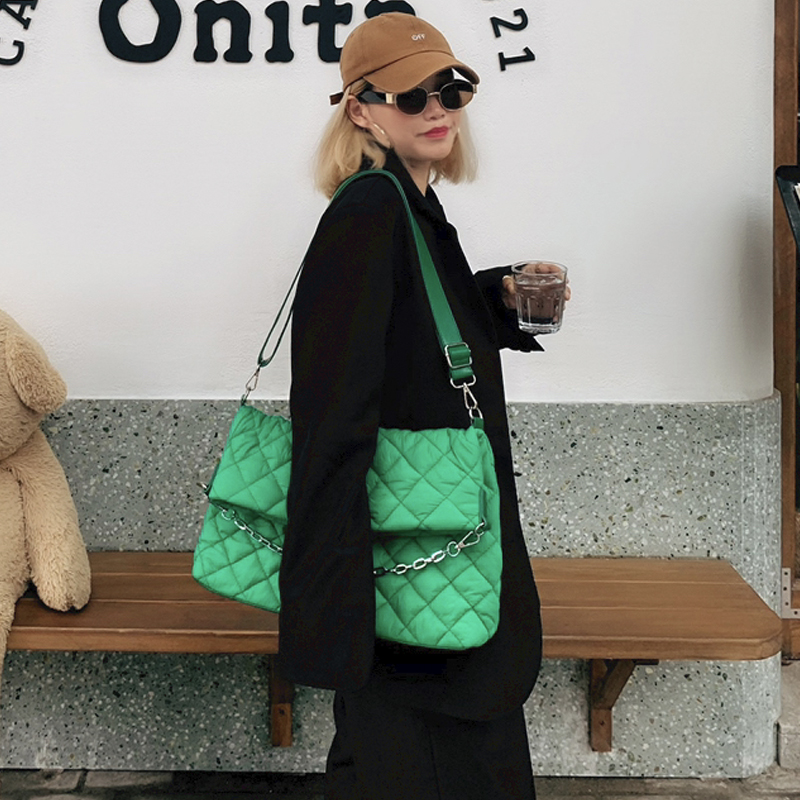 nobag原创高级感2021新款秋冬裥棉菱格链条包羽绒棉斜跨包大容量,淘宝优惠券,粉丝福利购,淘宝优惠卷