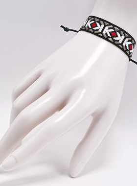 复古男女闺蜜提花织带编织手链