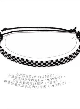 2025新款流行色格子手工编织手链原创手工几何波点配色织带手绳女