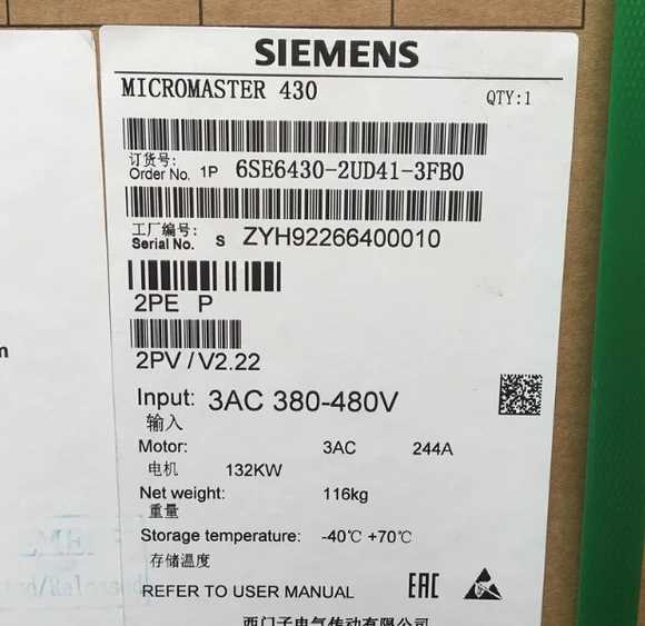 议价西门子M430原装变频器6SE6430-2UD41-6GA0恒定频率:47-63Hz/-图1