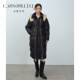 Women's loose large size long hooded quilted goose down jacket