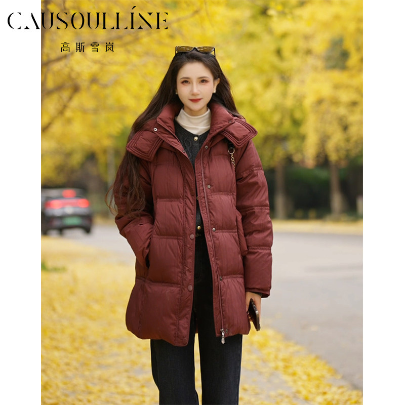 高斯雪岚新款中长款羽绒服女连帽收腰泡芙云朵外套气质款25461038,淘宝优惠券,粉丝福利购,淘宝优惠卷