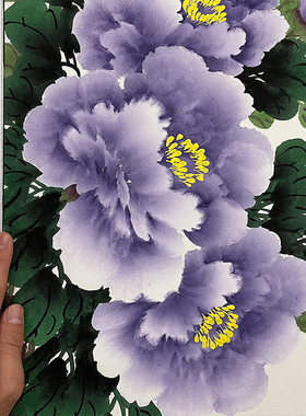 狄菲手绘真迹国画牡丹花托裱卷轴成品四尺对开大号客厅中堂挂画