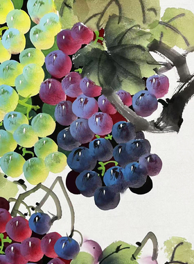 听昱亲笔手绘三尺斗方宣纸紫气东来客厅餐厅花鸟挂画作品50*50