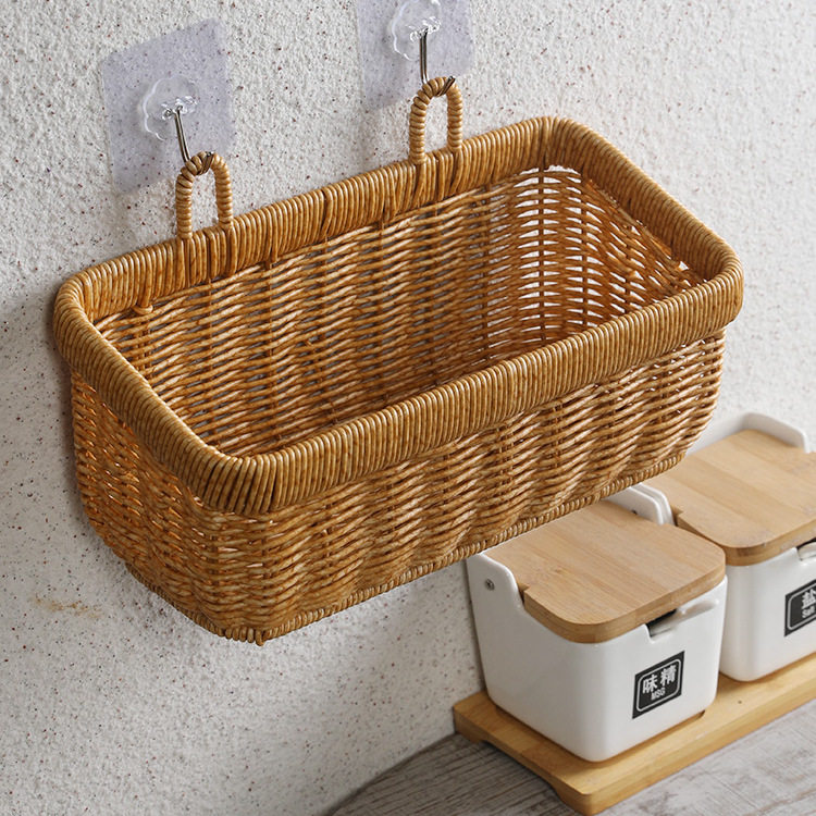 Kens姜蒜收纳筐编织挂篮厨房生姜蒜头葱鸡蛋水果壁挂篮仿藤收纳盒,淘宝优惠券,粉丝福利购,淘宝优惠卷