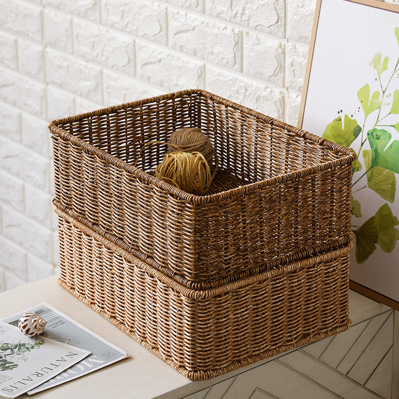 Kens日式仿藤编收纳筐橱柜抽屉篮酒店浴室毛巾整理篮电视柜收纳盒,淘宝优惠券,粉丝福利购,淘宝优惠卷