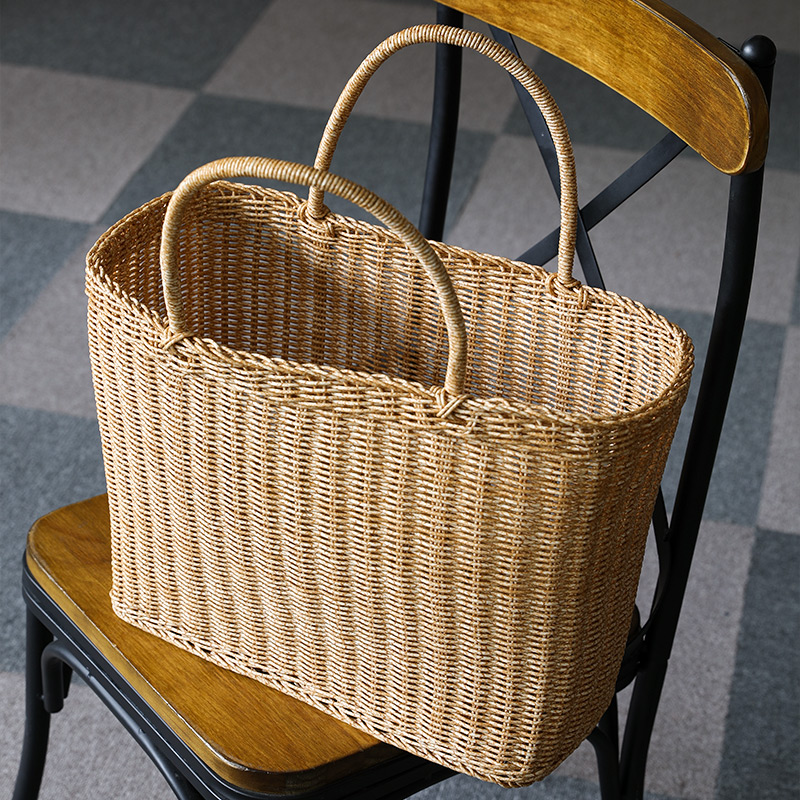 Kens购物篮仿藤编 买菜篮子大号野餐篮采摘篮手提洗澡篮欧式简约 - 图1