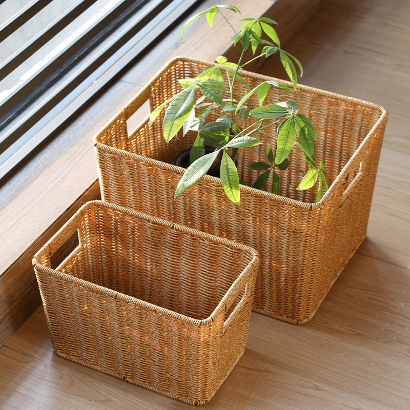 Kens客厅桌面零食杂物筐北欧风卧室厨房浴室储物筐仿藤编织篮子大,淘宝优惠券,粉丝福利购,淘宝优惠卷