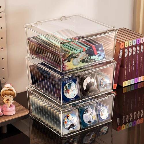 吧唧收纳盒透明亚克力桌面翻盖防潮徽章动漫周边谷子防尘展示盒子 - 图3